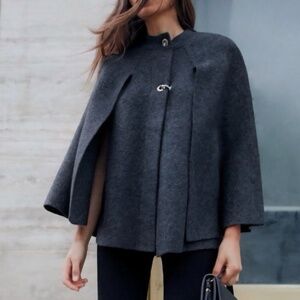 🖤 NWT ZARA Knit Cape – Gray – Size Med – Orig. $89 🖤 Brand New With Tags